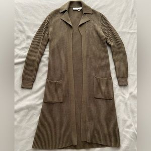 Newport News khaki green duster cardigan